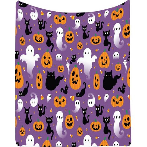 Couverture Flanelle Fantôme Halloween - 100 x 130 cm - Pour Canapé Lit Picnic Camping - 1 Pièce (1/5)