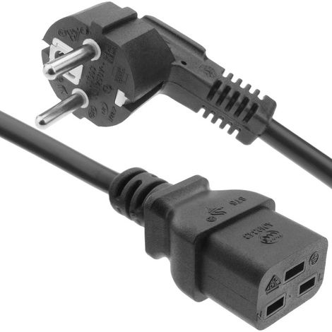 Câble électrique 3x1.5mm² IEC60320 C19-femelle vers Schuko-mâle 1.8m (1/3)