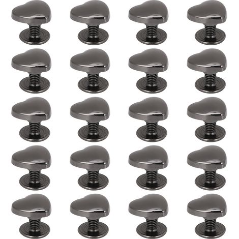 20 rivets en forme de cœur de 14 mm, vis croisées, rivets décoratifs « amour », kit de clous en cuir pour ceintures, sacs, chapeaux, chaussures, couleur canon de fusil (1/5)