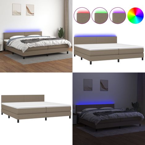 Sommier à lattes de lit et matelas et LED Taupe 200x200cm Tissu - Sommier Tapissier - Lit Plateforme - Lit Avec Rangement - Lit Design - Lit Moderne - Home & Living (1/5)