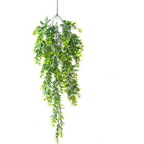 Plantes long en plastique suspendues vert artificielles pour l'intérieur ou l'extérieur bureau à domicile balcon jardin décor - paquet de 2 (1/4)