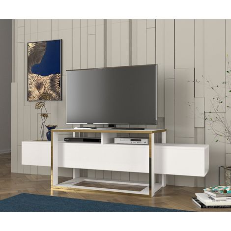 TV-Möbel Bianco Weißgold Melamin 160x49,8x46,1 cm