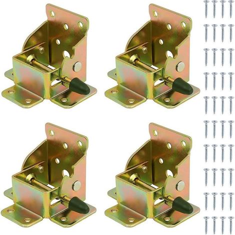 Charnières pliantes autobloquantes à 90 degrés pour pieds de table pliants avec 40 vis. Charnières peu encombrantes pour meubles, canapés et pieds de table.