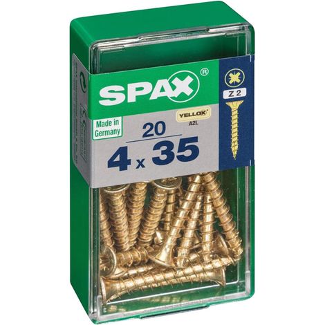 Caja de 20 unidades de tornillo para madera con cabeza plana en Yellox 4,0x35mm Spax (1/5)