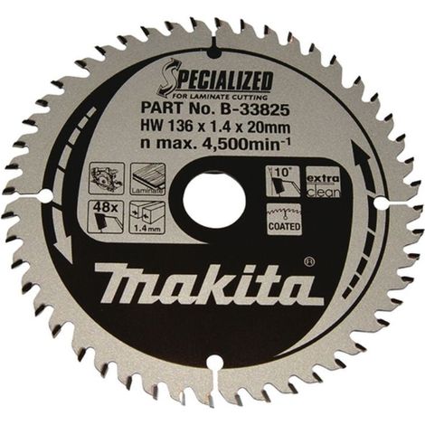Makita – Scie circulaire 136mm B33825 – Lame stratifiée 48 dents – Alésage 20mm – Coupe nette pour revêtements de sol (1/2)