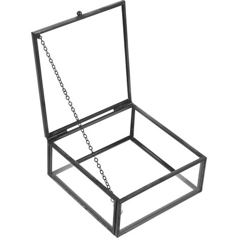 Boîte À Bijoux En Alliage Et Verre Noire 10.00X10.00X4.50 cm (1/5)