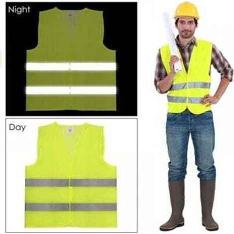 Lot de 10 gilets de sécurité jaune fluo haute visibilité – Gilets de signalisation avec bandes fluorescentes réfléchissantes (1/5)