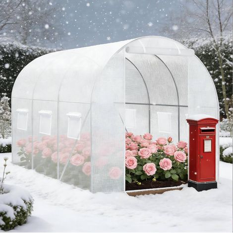 Serre de jardin en acier galvanisé 300x200x190 cm avec housse en PE-Mesh blanche (1/5)