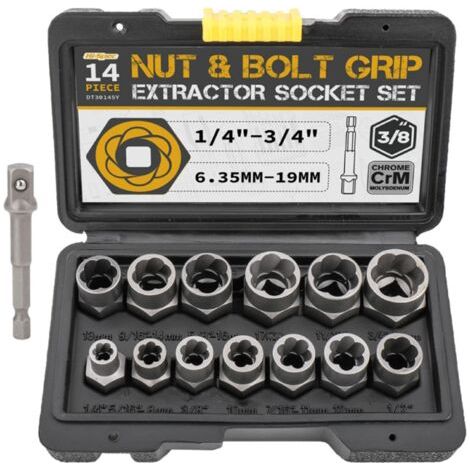 Lot de 14 outils d'extraction d'écrous en acier Cr-Mo avec rangement solide pour étui utilisé pour Industr (1/5)