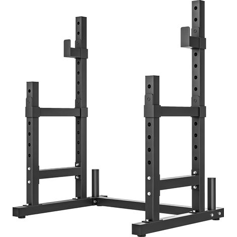 SPORTNOW Rack Bilanciere Regolabile 2 Livelli con Porta Dischi in Acciaio Nero