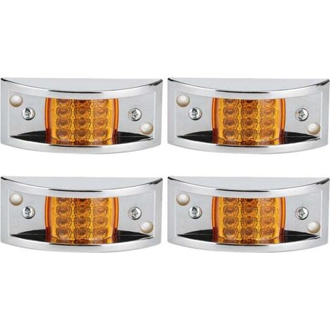 Feu de gabarit latéral, 4 pièces 12 LED 10-30 V feu de gabarit latéral chromé indicateur ambre dégagement lampe de signal étanche remplacement de voiture. (1/4)