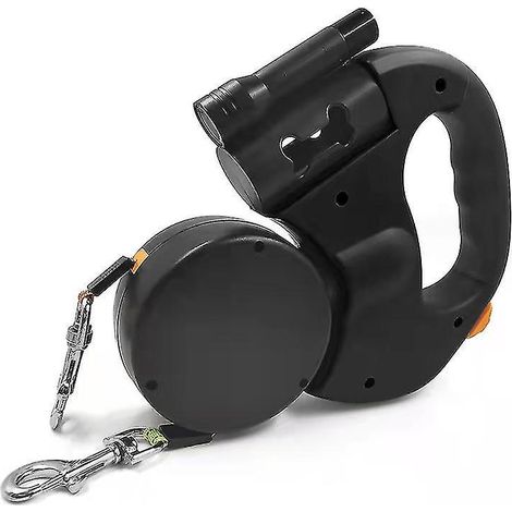 Laisse double rétractable pour chien - Laisse extensible double tête robuste pour chiens de petite et moyenne taille (1/3)