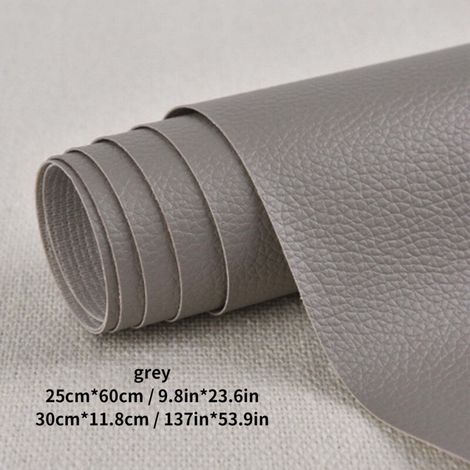 Patchs en cuir PU auto-adhésifs – Rouleau réparateur 50 × 137 cm, gris, pour sièges auto, canapés, meubles et accessoires