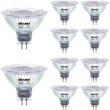 Ampoule LED GU5.3 MR16 Dimmable, 6W équivalent 60W, 12V Basse Tension, 420lm, Blanc chaud 2700K, Spot LED 40°, Ampoule GU5.3 encastrable, Éclairage intérieur, Lot de 6 (1/5)