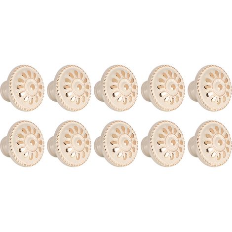 Lot de 10 poignées de porte rondes, pour tiroir de bureau simple, universelles, blanc ivoire, grande taille (1/5)