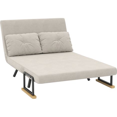 HOMCOM Divano Letto Matrimoniale Vellutato con Schienale Regolabile Beige