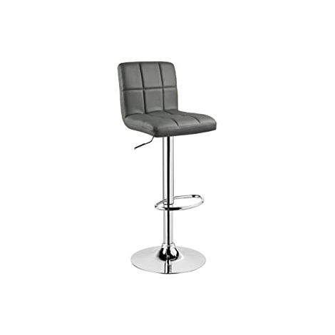 Tabouret de Bar en Cuir Artificiel WOLTU, avec Bien Assise rembourrée, Tabouret Ajustables en Hauteur(92-114cm), Gris (1/4)