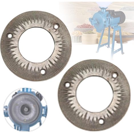 2x Ersatz-Schleifscheiben für Getreidemühle, 8mm Premium-Gussstahl, Korrosionsbeständig, 77mm Innendurchmesser, für Reis, Weizen, Sojabohnen (1/5)