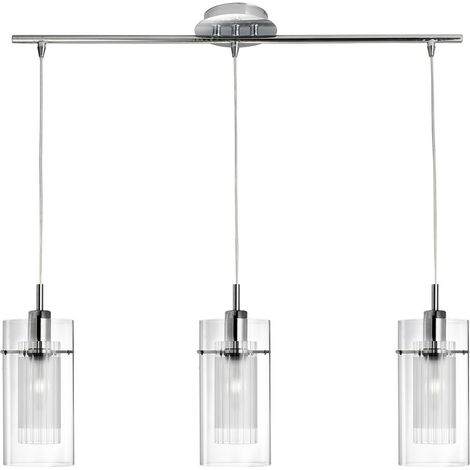Searchlight Duo 1 - Luminaire suspendu à 3 ampoules, chrome, verre, E14 (1/5)