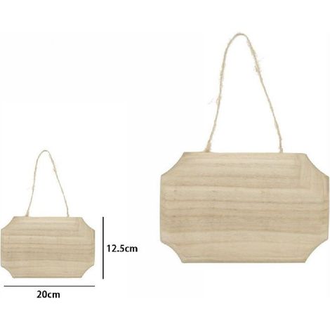 TrAdE Shop Traesio - Decorazione Legno Naturale Decoupage Appendere Con Corda Insegna 20x12.5cm 68101 -
