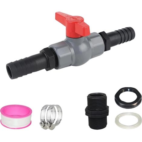Robinet à boisseau sphérique en PVC 40 mm - Robinet d'arrêt de piscine - Robinet d'arrêt pour piscine - 2 voies - Adaptateur de tuyau en PVC - Vanne d'arrêt 40 mm - Robinet sphérique avec (1/5)