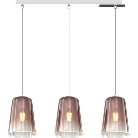 Sospensione Contemporanea Rett. Shaded Metallo Cromo Vetro Rame 3 Luci E27 (1/3)