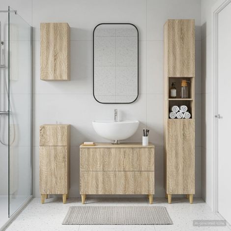 vidaXL 4 Piece Bathroom Cabinet Set DELFT Sonoma Oak Engineered Wood (1/5)