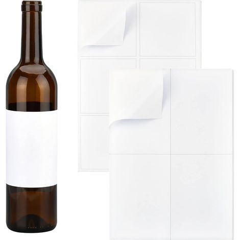 100 x 20 Sheets of Self-Adhesive Wine Labels, 2 Sizes Wine Labels, White Label Stickers, Printable Inkjet Stickers for Wine, 29.7 x 21 cm (1/5)