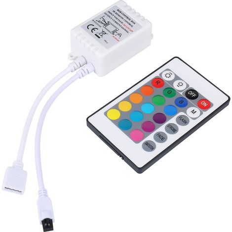 24 Keys IR Remote Control and White IR Controller For RGB LED Strip 3528 SMD Strip Light (1/5)