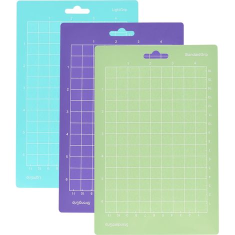 Tapis De Découpe - 6,5 x 4,5 Pouces - PVC - Grille Imprimée - Adhérence Réglable (Légère/Standard/Forte) - Bleu/Vert/Violet - Lot De 3 (1/5)
