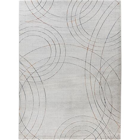 Tappeto moderno Lorin con design a cerchi grigio e multicolore (1/4)