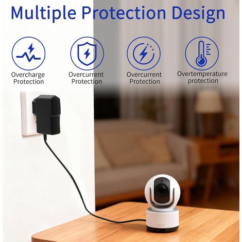 12V 0.5A Adaptateur Secteur, Chargeur 12V 0.5A avec Prise 5,5 x 2,1 mm, Adaptateur d’Alimentation CA à CC 100-240V vers 6W, Chargeur Secteur pour Routeur Caméra CCTV Bande LED TV Box Ventilateur, 1 M (1/2)