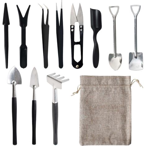 Kit d'Outils 12-en-1 pour Succulentes avec Sac de Rangement - Coffret Jardinage Miniature pour Plantes d'Intérieur (1/4)
