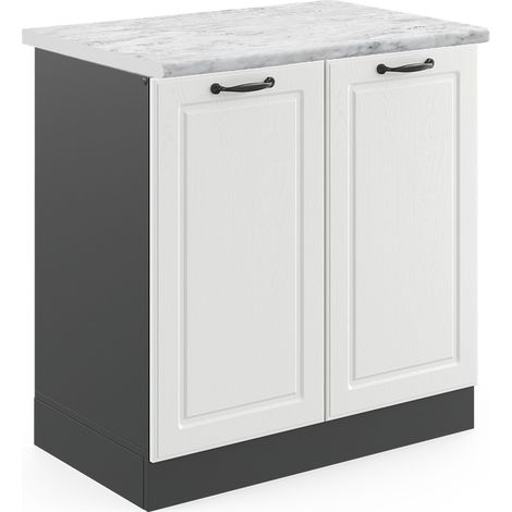 Armario bajo para fregadero R-Line, Blanco casa de campo, 80 cm , ET Mármol, Vicco (1/5)
