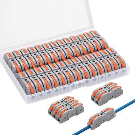 Connecteurs Electriques Rapide avec Levier, Bornes de Connexion Automatique , 1-Fil 2-Entrées et Peut être Librement Combiné, 34 Pièces Assortiment (1/4)