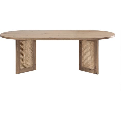 Tavolino basso con piano ovale e gambe in vero rattan L120 cm - TALIA