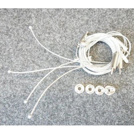 Kit de 4 filins acier longueur 1.5m pour suspension de plafonnier et luminaire (ou autre) embout fileté male/femelle TF019 (1/2)