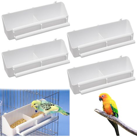 comederos de plástico para pájaros Comedero para jaulas de pájaros, comederos colgantes para loros, canarios, palomas y gorriones (1/5)