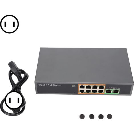 8-Port 802.3at/af Gigabit PoE Switch 100-250V mit US-Stecker - PSE1008G