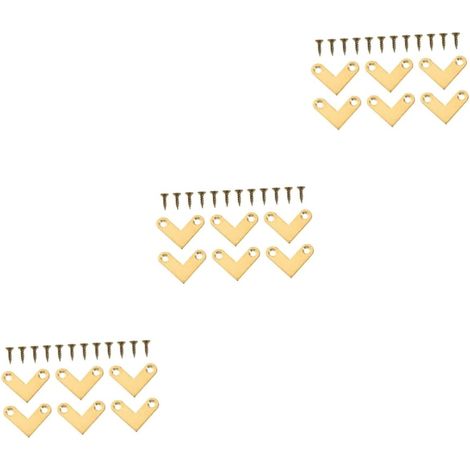 3 rechtwinklige Edelstahl-Verbinder, goldfarbene Messinghalterungen, 6-teiliges Set. (1/5)