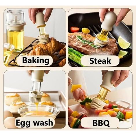 Bouteille d'huile,Distributeur d'huile d'olive en verre,Pinceaux Pâtisserie En Silicone,Pinceau Cuisine,Brosse à Huile,pour Pain,BBQ (1/4)