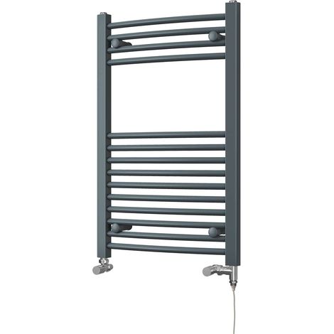 Zennor - Anthracite Dual Fuel Towel Rail H800mm x W500mm Standard - Curved (1/3)