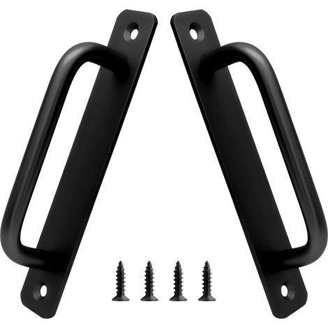 Lot de 2 poignées de porte coulissante en alliage d'aluminium. trou central de 128 mm. pour cuisine. armoire. salle de bain. placard. longueur 15 cm (noir) (1/5)