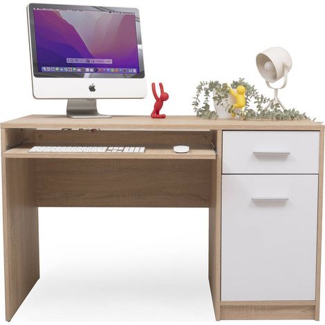Mesa escritorio KENTO tablero de partículas melaminizado color cambrián y blanco 120x59x76 cm (1/5)