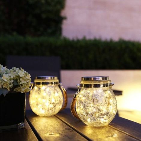 Solarbetriebene Wunschlampe für den Außenbereich aus Crackle-Glas, Crackle-Gartenlampe, wasserdichtes Nachtlicht, Stimmungsbeleuchtung für die Villa. (1/5)