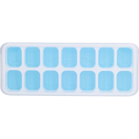 Ice Cube Tray Food Grade Plastic Silicone Ice Mold with Removable Lid for CocktailBlue