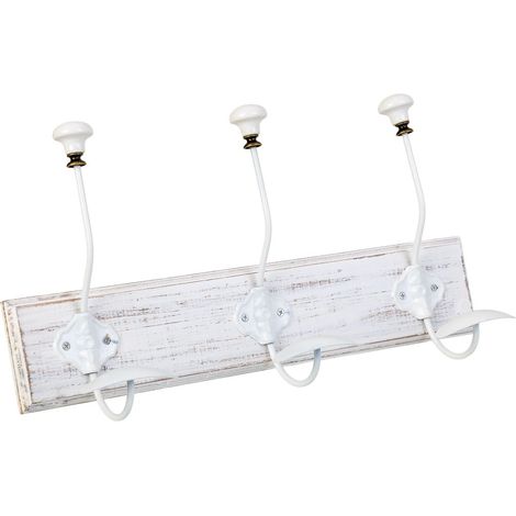 Percha de pared de madera con 3 ganchos 39x1.3x8h cm
