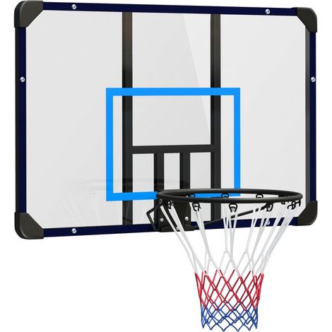Panier de Basket Mural Extérieur Acier 113x61x73cm - Avec Panneau et Filet - Idéal Jardin, Cour, Aires de Jeux - Noir (1/5)