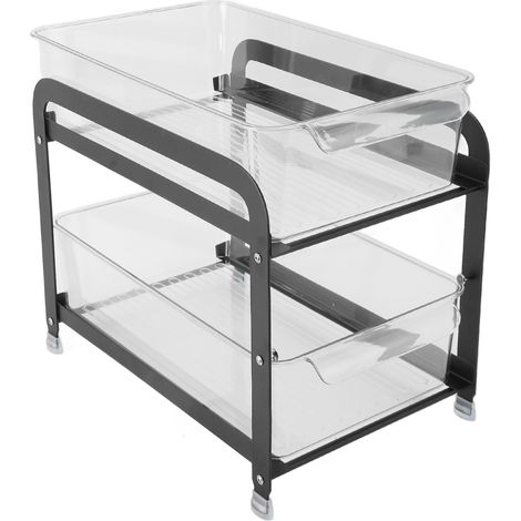 Organisateur de rangement à 2 niveaux pour tasses et mugs, égouttoir à tasses de bureau, porte-tasses à thé coulissant RHousehold, noir