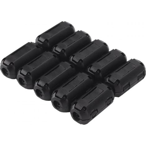 Ferrite Core - EMI RFI Noise Filter - Snap-On Cable Clamp for 13mm Cables - Black - Set of 10 (1/5)
